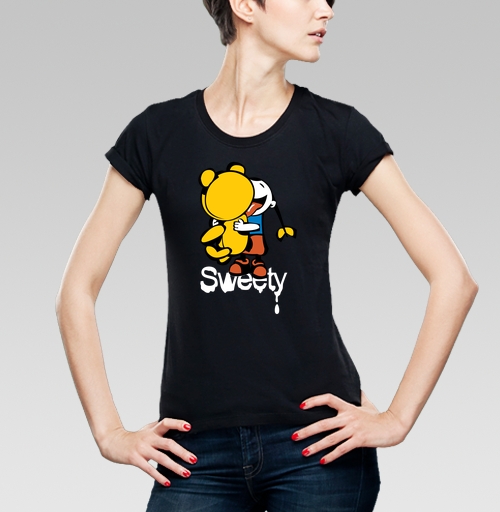 Фотография футболки Девочка обнимает плюшевого мишку с языком Sweety