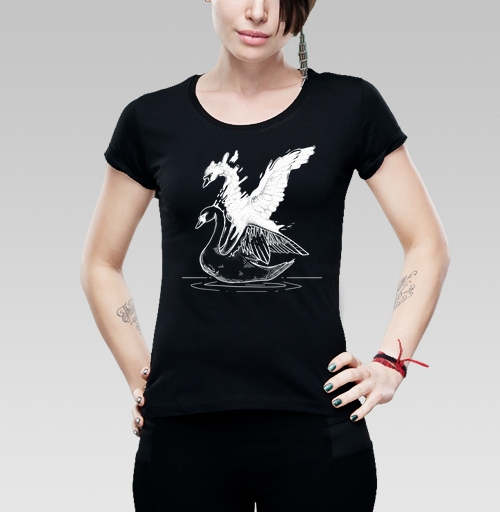 Фотография футболки Лебеди черный и белый