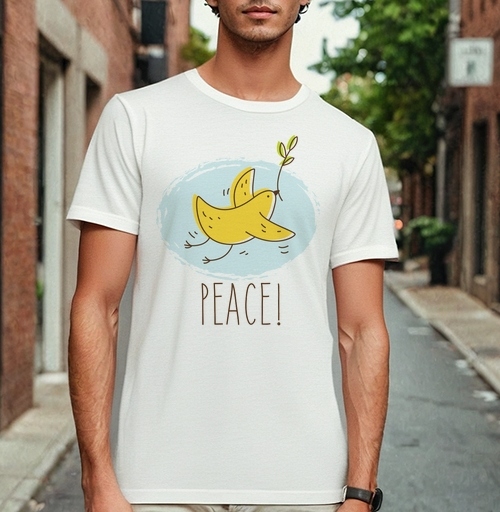 Фотография футболки Банан-птица 'PEACE!' — символ мира и юмора
