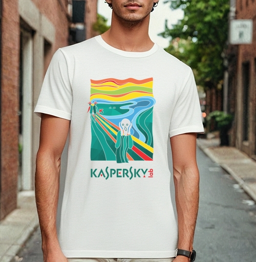 Фотография футболки Современная Интерпретация «Крика» с Логотипом Kaspersky