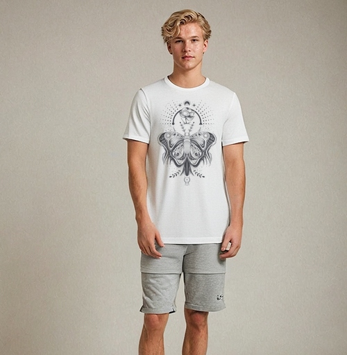 Фотография футболки Мистическая бабочка с розой и лунным сиянием
