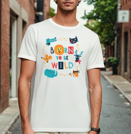 Фотография футболки Born to be Wild / Рожденный быть диким веселые мультяшные животные