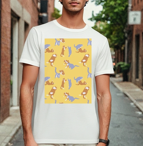 Фотография футболки Playful Pets Cats Pattern – Паттерн игры веселых котиков дизайн