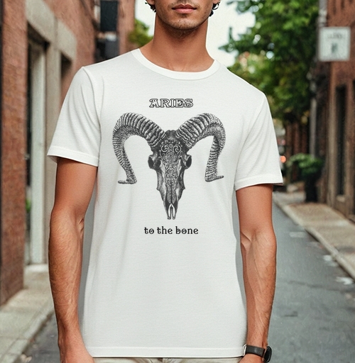 Фотография футболки Чёреп барана с орнаментом символ зодиака Овен to the bone