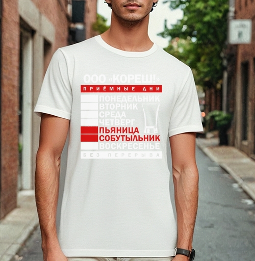 Фотография футболки Еженедельные Приемные Дни Пьяница Собутыльник Без Перерыва