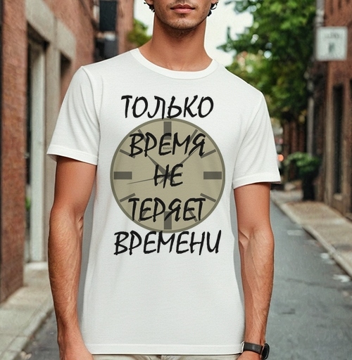 Фотография футболки Ценить время никогда не теряет времени