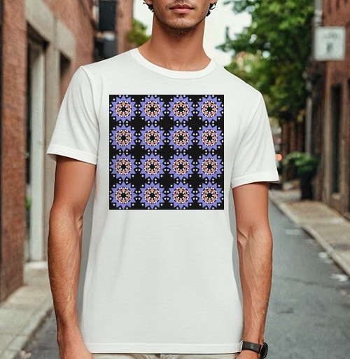 Фотография футболки Lavender abstract pattern with stars / Абстрактный лавандовый паттерн в современном стиле