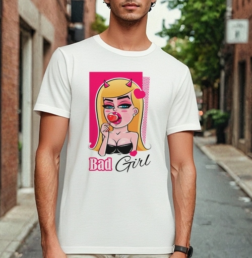 Фотография футболки Дерзкая девушка с леденцом и рогами Bad Girl