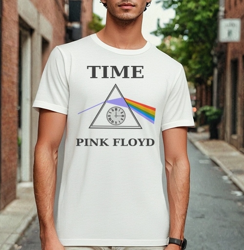 Фотография футболки Преобразование света через время с часами Pink Floyd