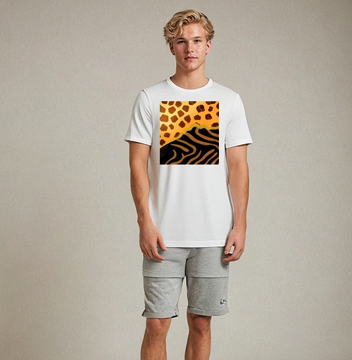 Фотография футболки Golden animal print / Золотой анималистичный паттерн зебры и жирафа