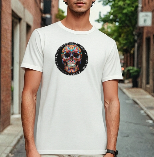 Фотография футболки Floral Skull - Цветочный мексиканский череп яркий красочный декор