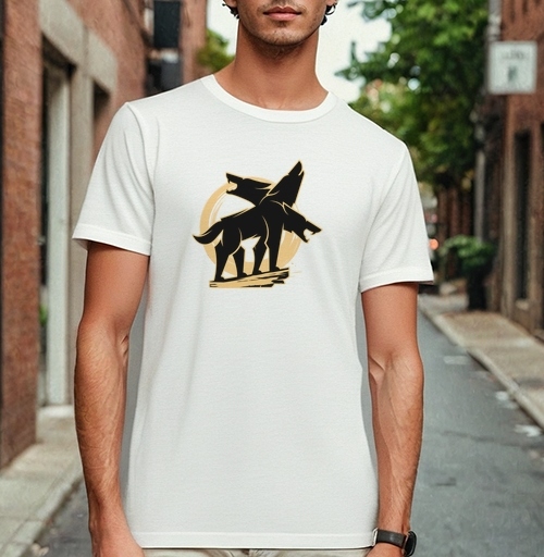 Фотография футболки Mystical Three-headed Wolf – Мистический Силуэт Трехглавого Волка