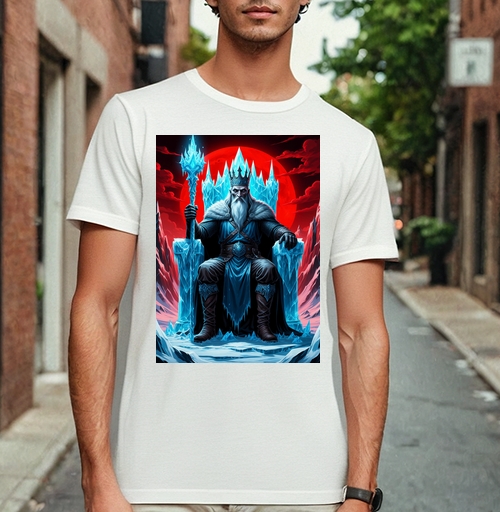 Фотография футболки Powerful Eternal Ice King Sitting On Throne - Вечный Ледяной Король Трон