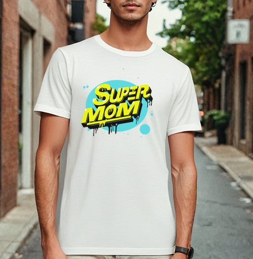 Фотография футболки SUPER MOM – Супермаама яркая уверенная мощь драйв
