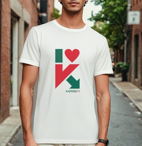Фотография футболки Стильный логотип I love Kaspersky с сердцем и стрелкой