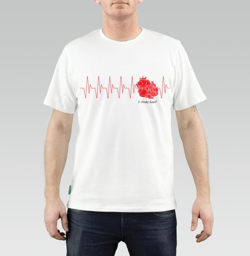 Фотография футболки Сердце как двухтактный мотор мотоцикла 