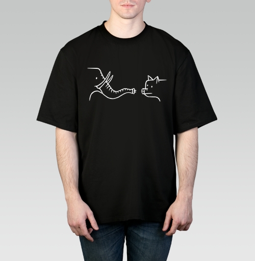 Мужская футболка оверсайз с рисунком Контактный зоопарк 184246, размер 46 (S) &mdash; 58 (4XL), цвет чёрный, материал - 100% хлопок высшее качество - купить в интернет-магазине Мэриджейн в Москве и СПБ