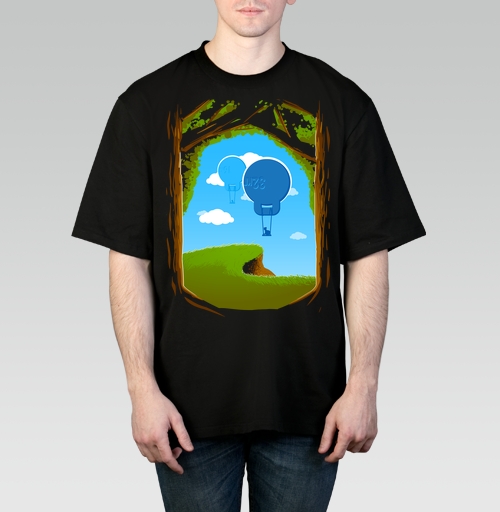Мужская футболка оверсайз с рисунком Воздушность.. 21171, размер 46 (S) &mdash; 58 (4XL), цвет чёрный, материал - 100% хлопок высшее качество - купить в интернет-магазине Мэриджейн в Москве и СПБ