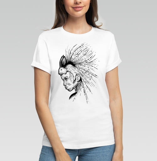 Фотография футболки Женщина с дикообразом на голове