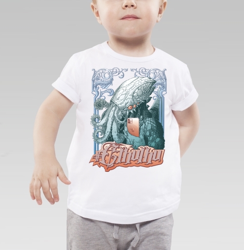 Фотография футболки Ктулху делает селфи на айФон, цветная версия