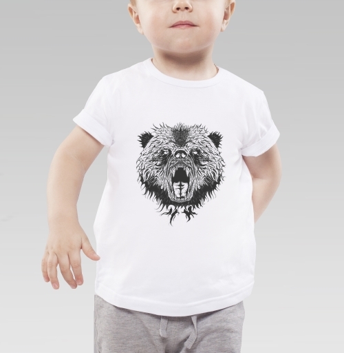 Фотография футболки Русский медведь. Черно-белый принт