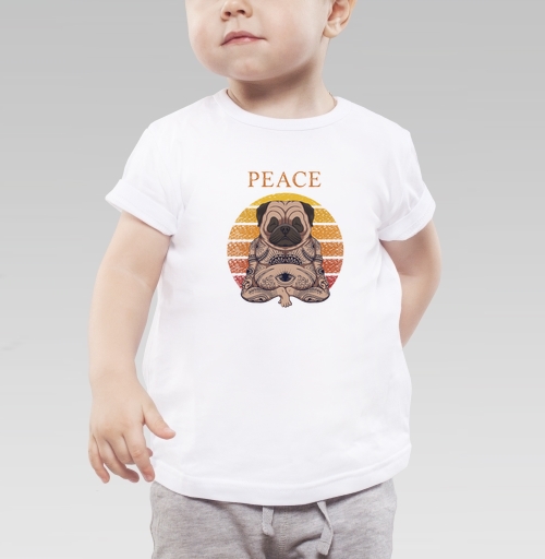 Детская футболка с рисунком Медитирующий мопс 184293, размер 2-3года (98) &mdash; 2года (92), цвет белый - купить в интернет-магазине Мэриджейн в Москве и СПБ