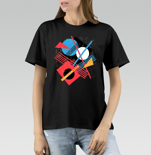 Женская футболка с рисунком Разные Формы конструктивизма в действии 181861, размер 40 (XS) &mdash; 48 (XL), цвет чёрный, материал - 100% хлопок высшее качество - купить в интернет-магазине Мэриджейн в Москве и СПБ