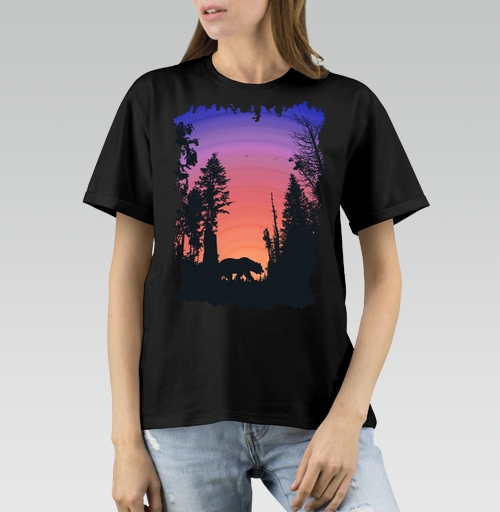 Женская футболка с рисунком Тёмный Лес 184487, размер 40 (XS) &mdash; 48 (XL), цвет чёрный, материал - 100% хлопок высшее качество - купить в интернет-магазине Мэриджейн в Москве и СПБ