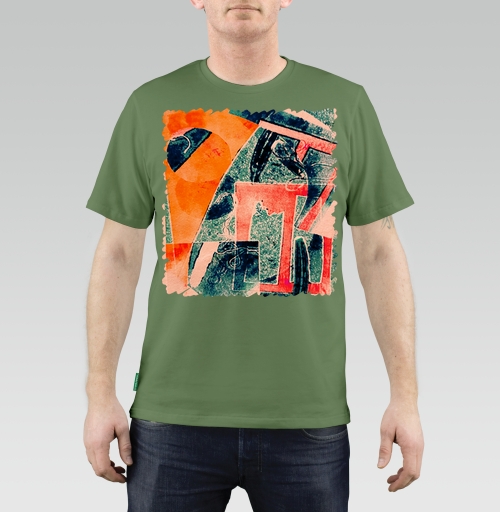 Мужская футболка с рисунком Какой-то вид из окна 159008, размер 44 (XS) &mdash; 38 (XXS), цвет оливковый, материал - 100% хлопок высшее качество - купить в интернет-магазине Мэриджейн в Москве и СПБ