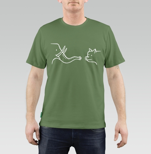 Мужская футболка с рисунком Контактный зоопарк 184246, размер 44 (XS) &mdash; 38 (XXS), цвет оливковый, материал - 100% хлопок высшее качество - купить в интернет-магазине Мэриджейн в Москве и СПБ