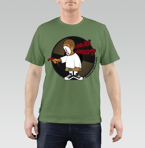 Мужская футболка с рисунком Чикано презентс 184751, размер 44 (XS) &mdash; 38 (XXS), цвет оливковый, материал - 100% хлопок высшее качество - купить в интернет-магазине Мэриджейн в Москве и СПБ