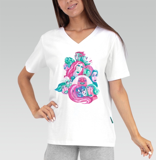 Женская футболка с рисунком Праздничная толпа 151351, размер 38 (XXS) &mdash; 56 (5XL), цвет белый - купить в интернет-магазине Мэриджейн в Москве и СПБ