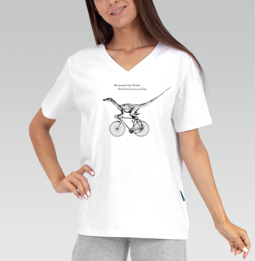 Женская футболка с рисунком Велоцираптор Валера 156011, размер 38 (XXS) &mdash; 56 (5XL), цвет белый - купить в интернет-магазине Мэриджейн в Москве и СПБ