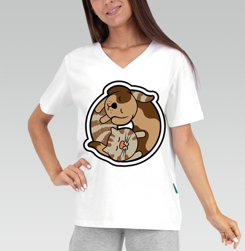 Женская футболка с рисунком Дружба крепкая 180902, размер 38 (XXS) &mdash; 56 (5XL), цвет белый - купить в интернет-магазине Мэриджейн в Москве и СПБ