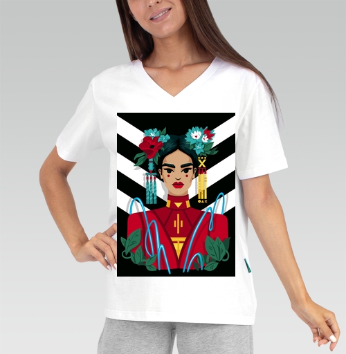 Женская футболка с рисунком Новая Фрида 181843, размер 38 (XXS) &mdash; 56 (5XL), цвет белый - купить в интернет-магазине Мэриджейн в Москве и СПБ
