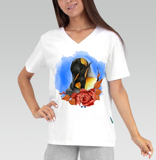 Женская футболка с рисунком Пингвинчики нежатся 182327, размер 38 (XXS) &mdash; 56 (5XL), цвет белый - купить в интернет-магазине Мэриджейн в Москве и СПБ
