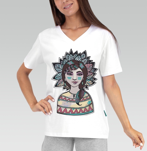 Женская футболка с рисунком Пёстрый лист 63385, размер 38 (XXS) &mdash; 56 (5XL), цвет белый - купить в интернет-магазине Мэриджейн в Москве и СПБ