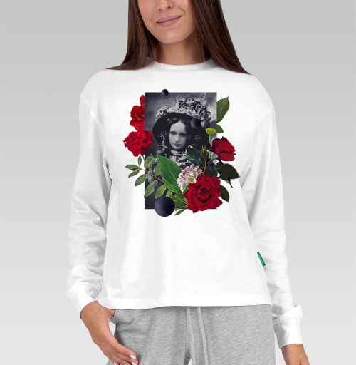 Женская футболка с рисунком Аленький цветочек 167846, размер 40 (XS) &mdash; 54 (4XL), цвет бело-серый, материал - 100% хлопок высшее качество - купить в интернет-магазине Мэриджейн в Москве и СПБ