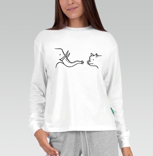 Женская футболка с рисунком Контактный зоопарк 184246, размер 40 (XS) &mdash; 54 (4XL), цвет бело-серый, материал - 100% хлопок высшее качество - купить в интернет-магазине Мэриджейн в Москве и СПБ