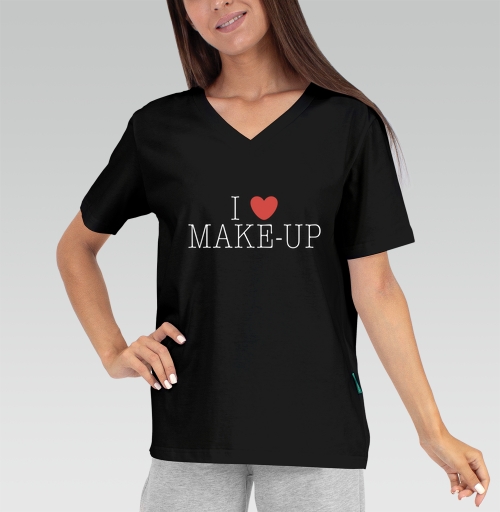 Женская футболка с рисунком Я люблю макияж 139531, размер 38 (XXS) &mdash; 56 (5XL), цвет чёрный - купить в интернет-магазине Мэриджейн в Москве и СПБ