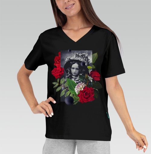 Женская футболка с рисунком Аленький цветочек 167846, размер 38 (XXS) &mdash; 56 (5XL), цвет чёрный - купить в интернет-магазине Мэриджейн в Москве и СПБ