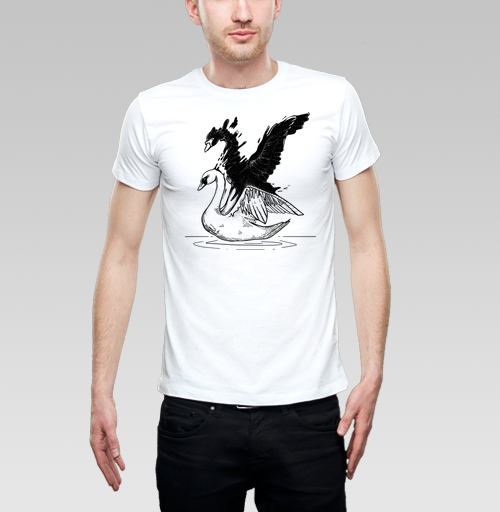 Фотография футболки Лебеди черный и белый