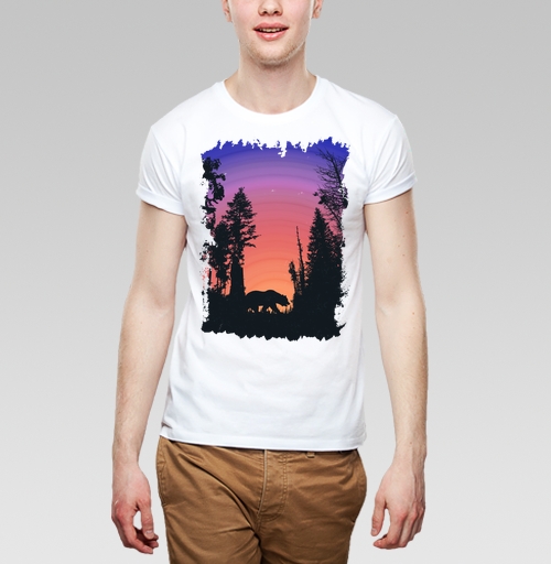 Мужская футболка с рисунком Тёмный Лес 184487, размер 46 (S) &mdash; 44 (XS), цвет белый, материал - 100% хлопок - купить в интернет-магазине Мэриджейн в Москве и СПБ