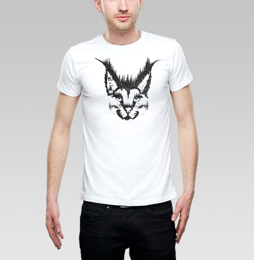 Мужская футболка с рисунком Форест Рысь 184645, размер 48 (M) &mdash; 58 (4XL), цвет белый, материал - 100% хлопок - купить в интернет-магазине Мэриджейн в Москве и СПБ