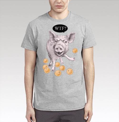 Фотография футболки свинья в апельсинах 