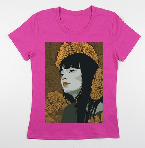 Фотография футболки Девушка в осенних листьях