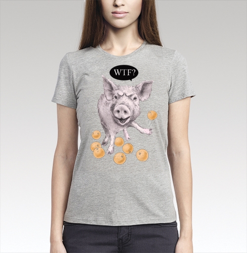 Фотография футболки свинья в апельсинах 