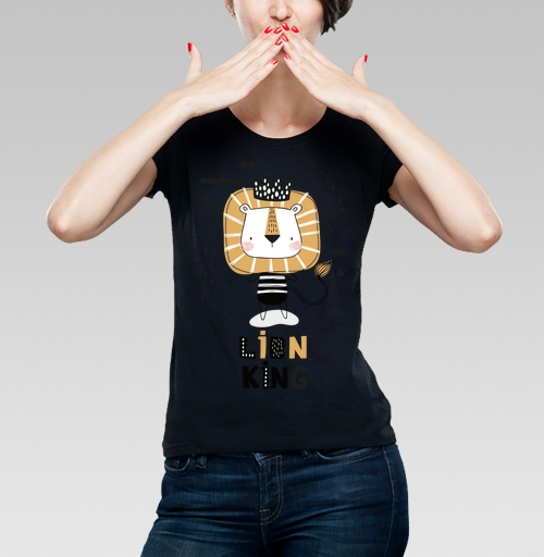 Женская футболка с рисунком Король Лев - Принтериум 198525, размер 42 (S) &mdash; 52 (3XL), цвет чёрный - купить в интернет-магазине Мэриджейн в Москве и СПБ