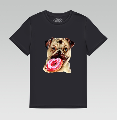 Фотография футболки Мопс и пончик