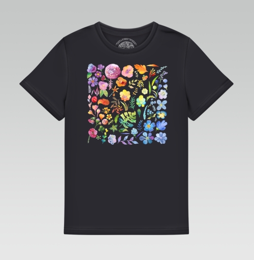 Фотография футболки Радужные акварельные цветы